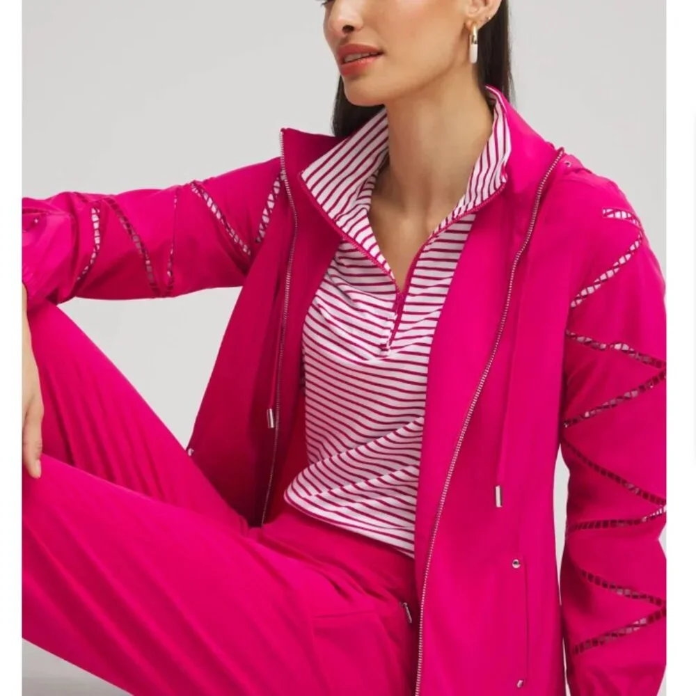 Chico's size 16 Pink Zenergy UPF‎ 50 Sun Protection Neema Lattice Jacket Active